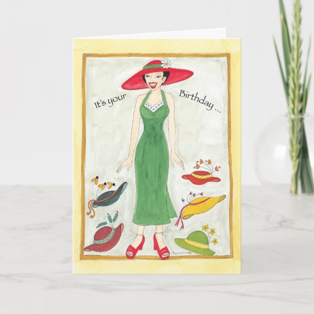 Birthday Hat Girl Card Karte (Vorderseite)