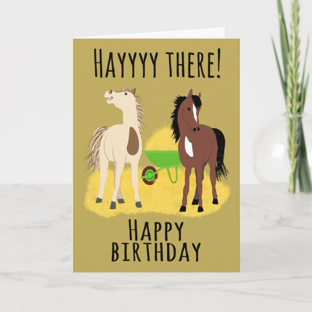 Birthday Hayyy There Horses Karte (Vorderseite)