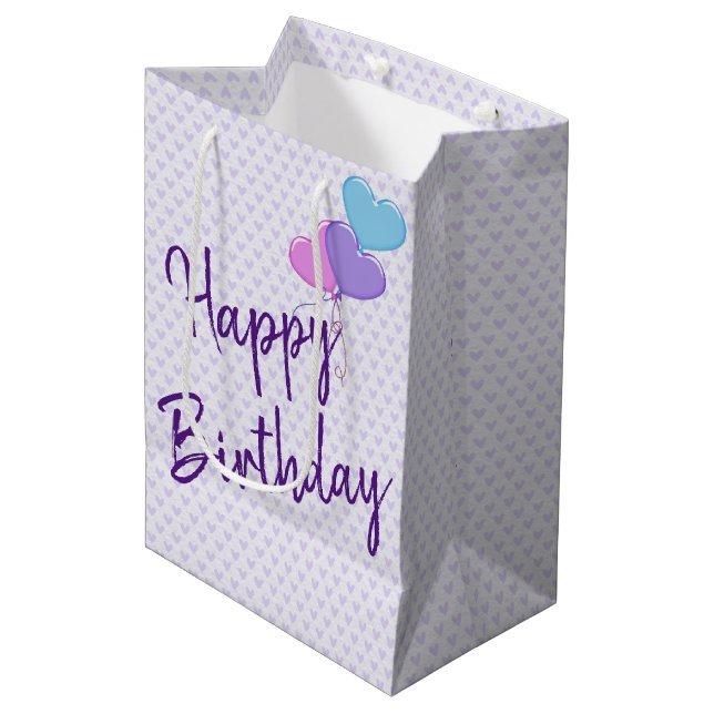 Birthday Hearts Mittlere Geschenktüte (Vorderseite Schrägansicht)