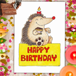 BIRTHDAY HEDGEHOG postcard by Nicole Janes Postkarte