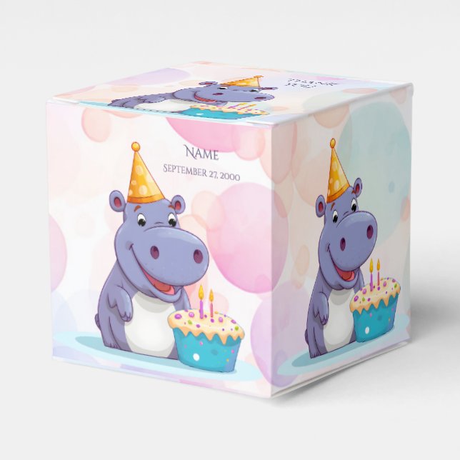 Birthday Hippo Favor Box Geschenkschachtel (Vorderseite)