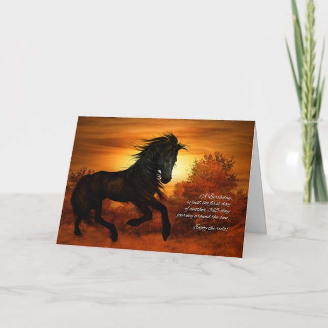 Birthday Horse in the Sunset Funny Karte (Vorderseite)