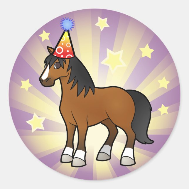 Birthday Horse Runder Aufkleber (Vorderseite)