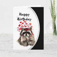 Birthday Hugs & Kisses Funny Raccoon Animal