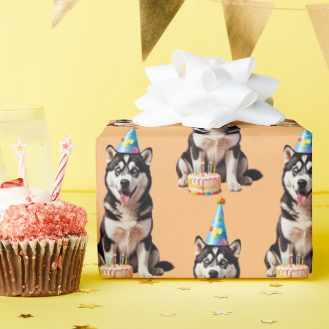 Birthday Husky Dog Geschenkpapier (Geburtstagsparty)
