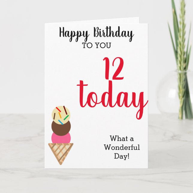 Birthday Ice Cream Balloons Edit AGE Karte (Vorderseite)