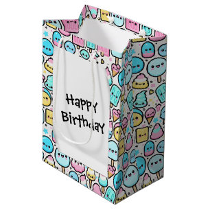 Birthday Ice Cream Cone and Popsicle Doodles Mittlere Geschenktüte