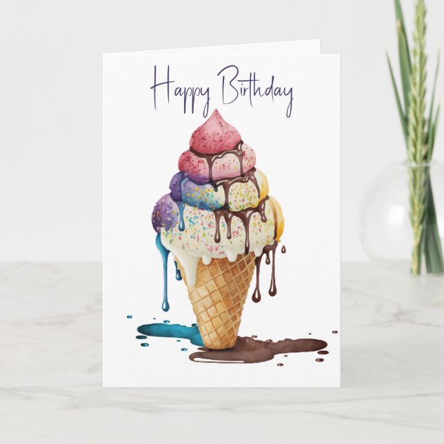 Birthday Ice Creme Cone Karte (Vorderseite)