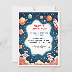 Birthday Invasion Space Boy Astronaut Postcard Postkarte