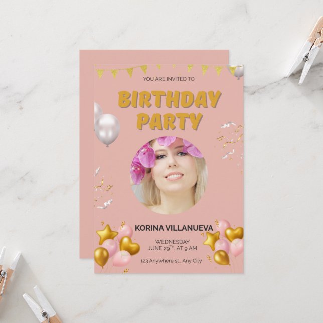 Birthday Invitation  (Devant/Arrière en situation)