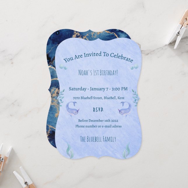 Birthday Invitation (12,7 cm x 17,8 cm) - Thème oc (Devant/Arrière en situation)