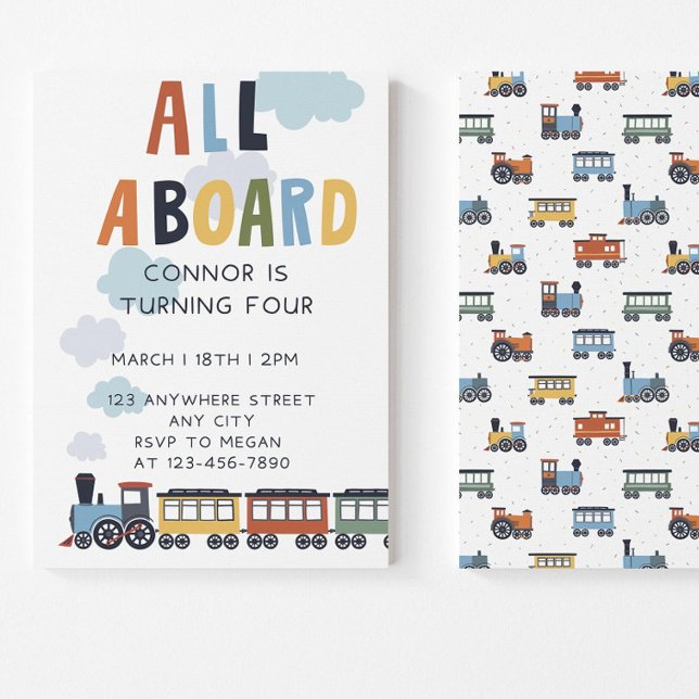 Birthday Invitation Editable Template Modern Train (Créateur téléchargé)
