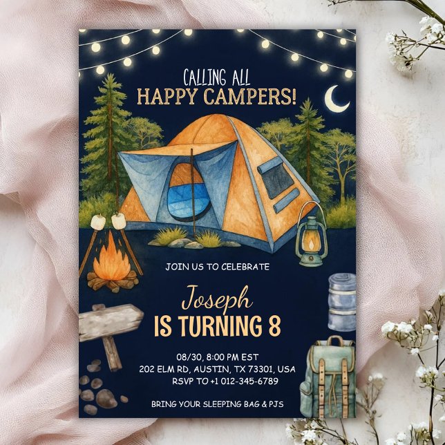 Birthday invitation featuring a camping theme einladung (Von Creator hochgeladen)