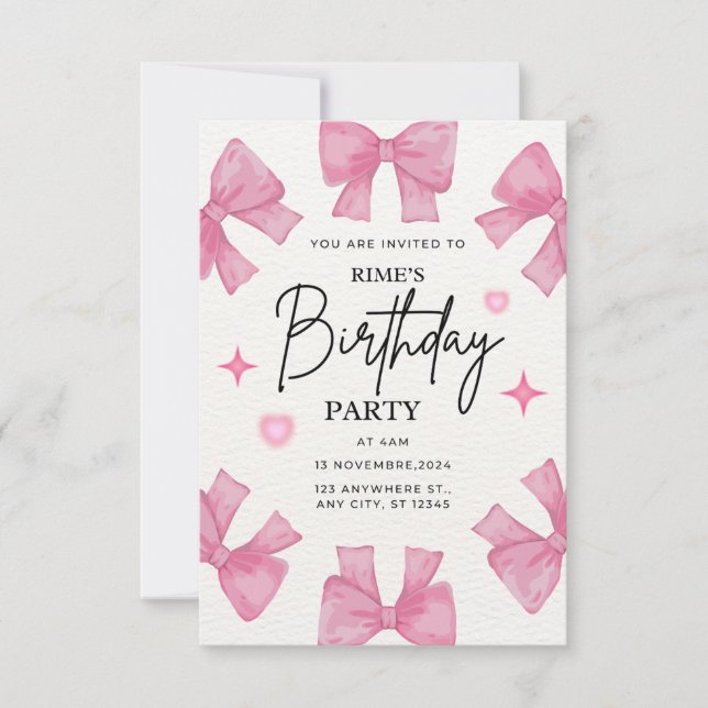 Birthday invitation for girls (Devant)