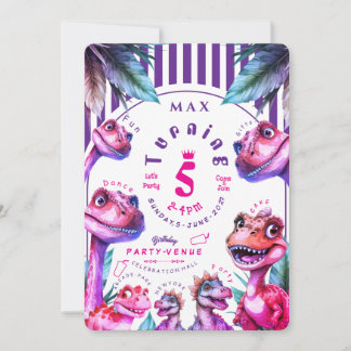 Birthday Invitation Kids Watercolour Dinosaur Einladung