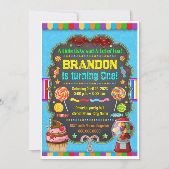 Birthday invitation Sweet candy (Devant)