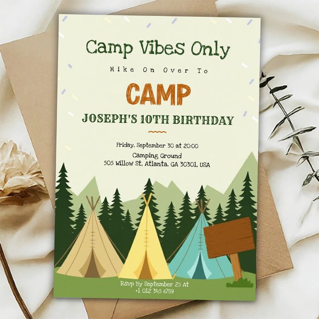 Birthday Invitation with a camping vibe  Einladung (Von Creator hochgeladen)