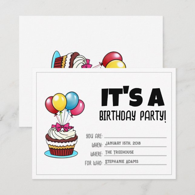 Birthday Invite | Individuell anpassbare Einladung (Vorne/Hinten)