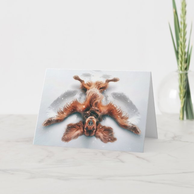 Birthday Irish Setter Snow Angel Karte (Vorderseite)