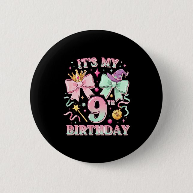 Birthday It's My 9th Birthday Cute Magical Princes Button (Vorderseite)