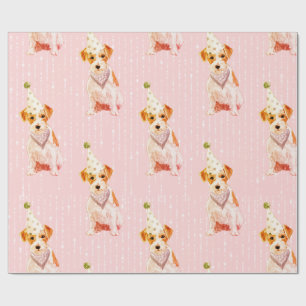 Birthday Jack Russell Dog Pink Party Hat Geschenkpapier