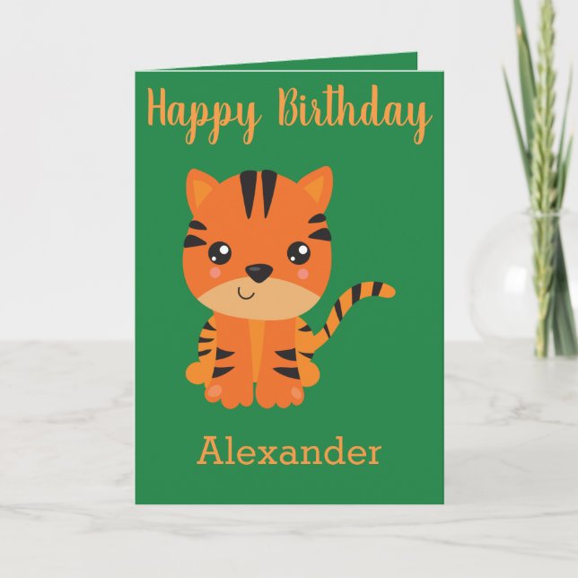 Birthday-Jungen-Tigerkarte Karte (Vorderseite)