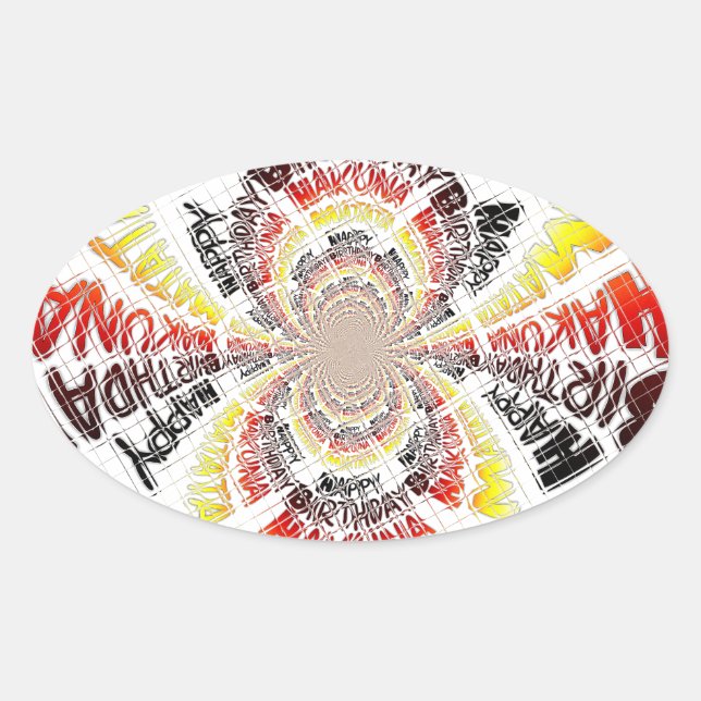 Birthday Kaleidoskop Art Print Ovaler Aufkleber (Vorderseite)