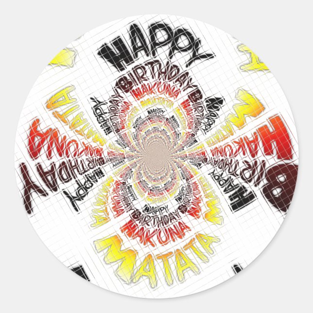 Birthday Kaleidoskop Art Print Runder Aufkleber (Vorderseite)