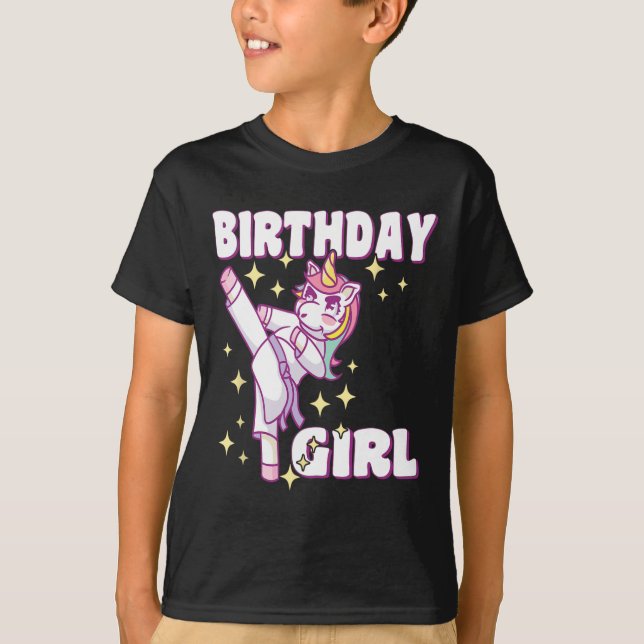 Birthday Karate Unicorn Girl T-Shirt (Vorderseite)