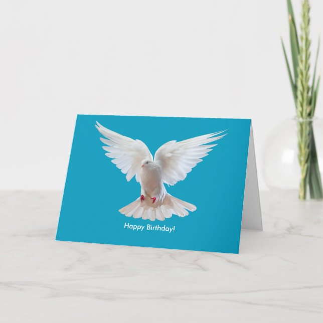 Birthday-Karte mit weißer Dove-Abbildung Karte (Vorderseite)