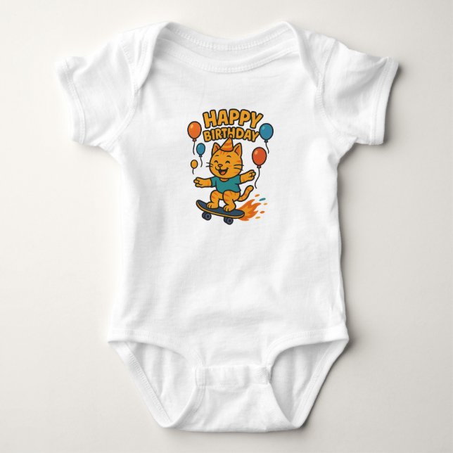 Birthday KATO - Fun Skater Cat Birthday Shirt für  (Vorderseite)