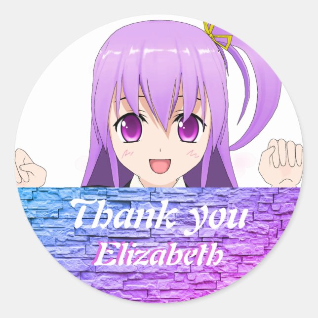 Birthday kawaii anime japanese Stil danke Runder Aufkleber (Vorderseite)