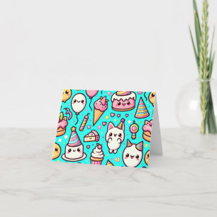 Birthday Kawaii Pattern Karte