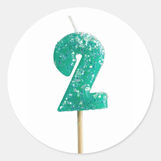 Birthday Kerze Nummer 2 Runder Aufkleber (Vorderseite)