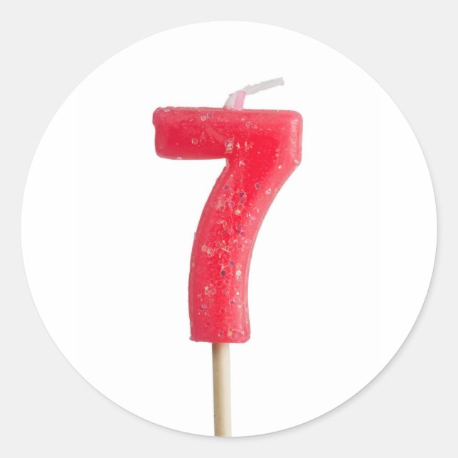 Birthday Kerze Nummer 7 Runder Aufkleber (Vorderseite)