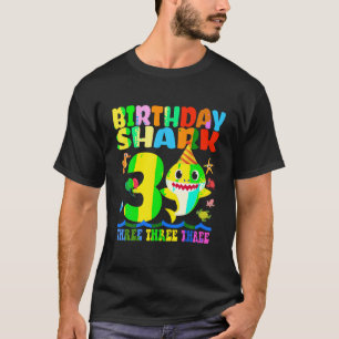 Birthday Kids Shark 3 Year Old 3rd Birthday Matchi T-Shirt
