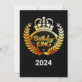 Birthday King 2024 Gold Crown Adult Bday Party Dankeskarte