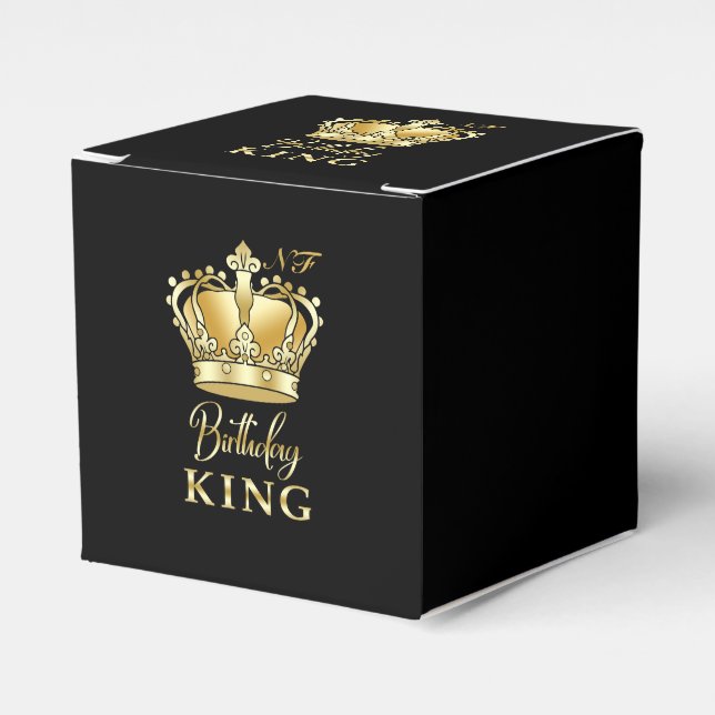 Birthday King Gold Crown Royal Monogram Luxe Geschenkschachtel (Vorderseite)