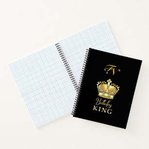 Birthday King Gold Crown Royal Monogram Luxe Notizbuch