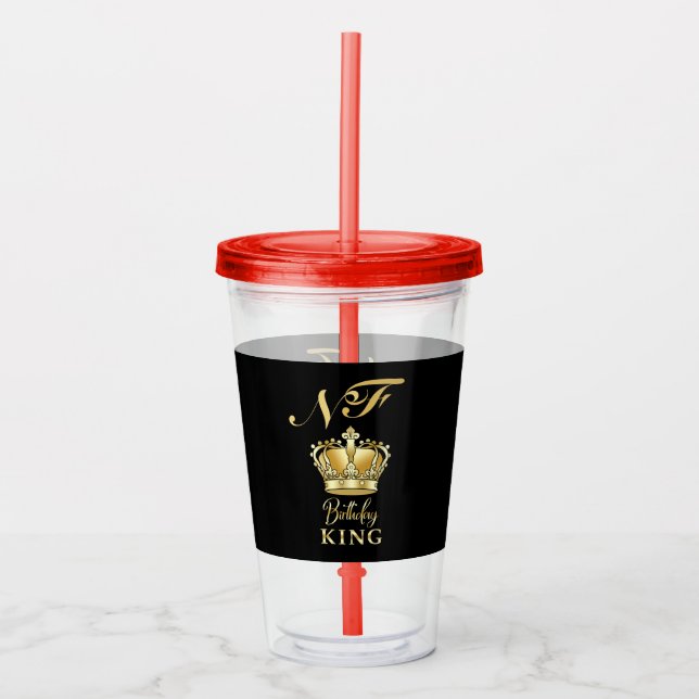 Birthday King Gold Crown Royal Monogram Luxury Acryltrinkbecher (Vorderseite)
