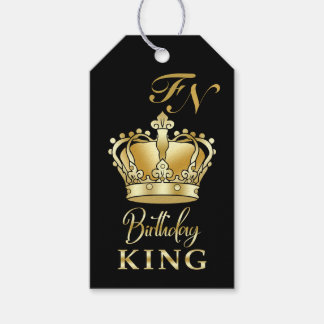 Birthday King Gold Crown Royal Monogram Luxury Geschenkanhänger