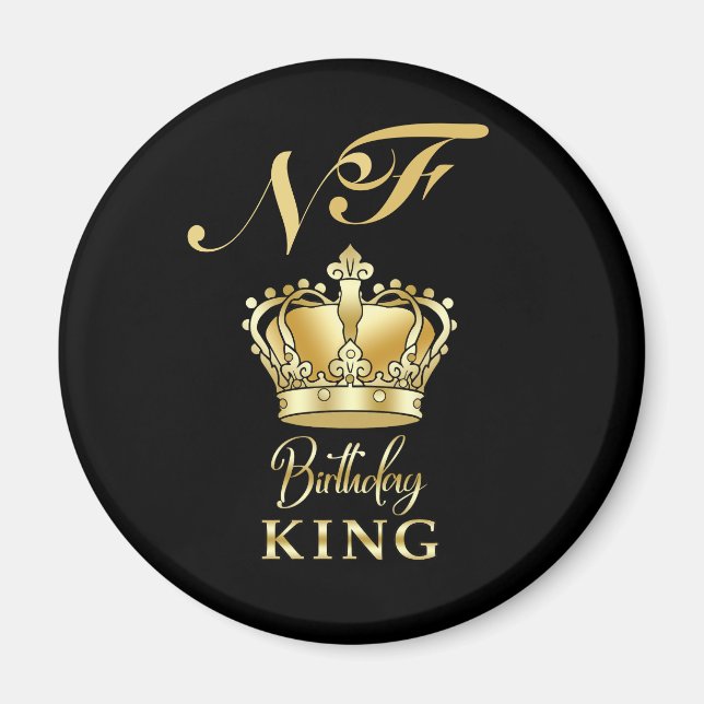 Birthday King Gold Crown Royal Monogram Luxury Magnet (Vorne)