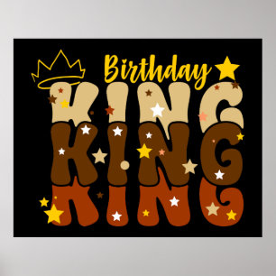 Birthday King Groovy Typo Poster