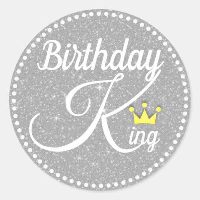 Birthday King Runder Aufkleber (Vorderseite)