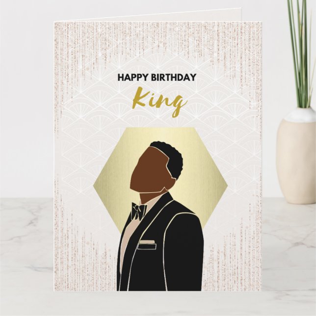 Birthday King | Schwarze Grußkarte Karte (Vorderseite)