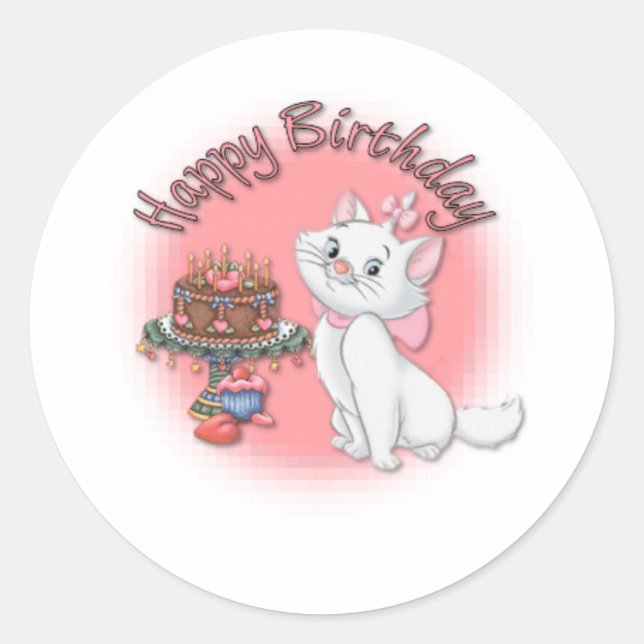 Birthday Kitten Runder Aufkleber (Vorderseite)