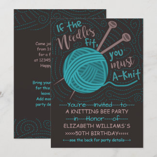 Birthday Knitting Bee Party | Funny Knitting Yarn Einladung