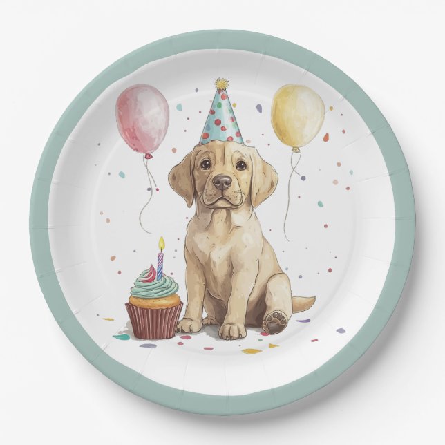 Birthday Labrador Retriever Dogs Pappteller (Vorderseite)