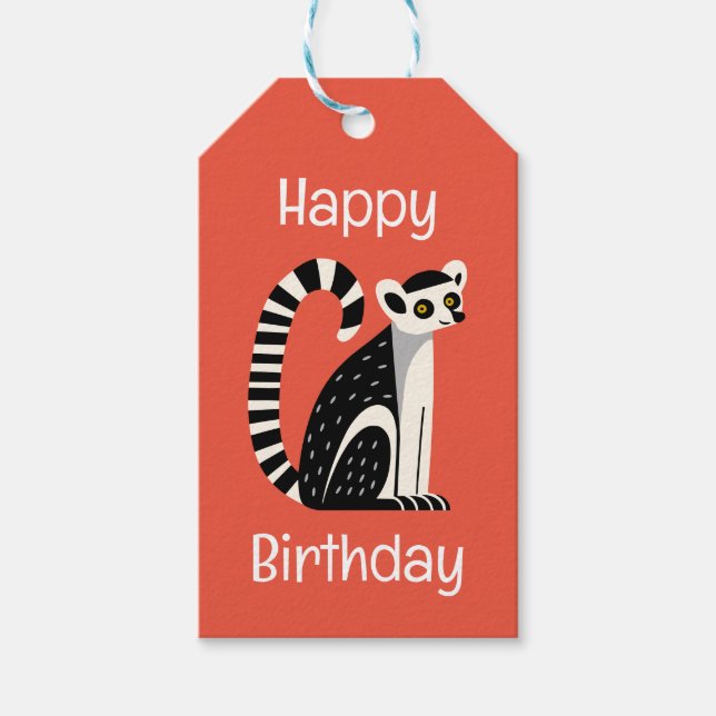 Birthday Lemur Geschenkanhänger (Vorderseite)