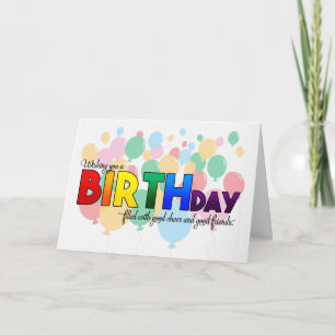 Birthday LGBT Rainbow Colors Theme with Balloons Karte